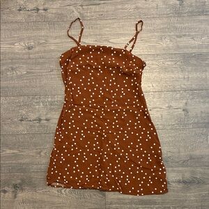 Forever 21 Polka Dot Brown Mini/Summer Dress - Size M